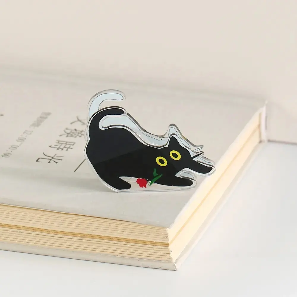 아크릴 검은 고양이 페이지 홀더 바인더 클립 클램프 파일 색인 사진 문구 보관 사무실 학교