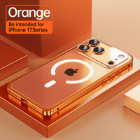 Étui magnétique en alliage d'aluminium massif avec coque arrière transparente en PC et protection intégrale de l'objectif pour iPhone 17 16 15 14 13 12 Pro Max