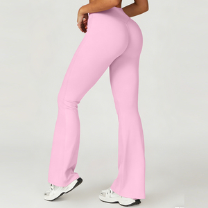 ACK8002-2 <span class=keywords><strong>Leggings</strong></span> évasés taille haute pour femme, effet ventre plat croisé, coupe <span class=keywords><strong>bootcut</strong></span>, respirants et à séchage rapide pour le fitness et la course à pied - Product Image 2
