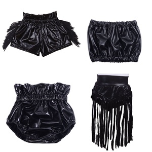 Pantalones cortos de moda para niña con borlas de cuero y estampados, pantalones cortos de bebé con cintura de papel y mariposas para niña pequeña - Product Image 6
