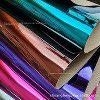 Tissu miroir TPU pour chaussures, sacs, sacs à main, bijoux, vêtements, avec base en cuir PU et effet miroir laser métallique décoratif, Guangzhou 0.8mm