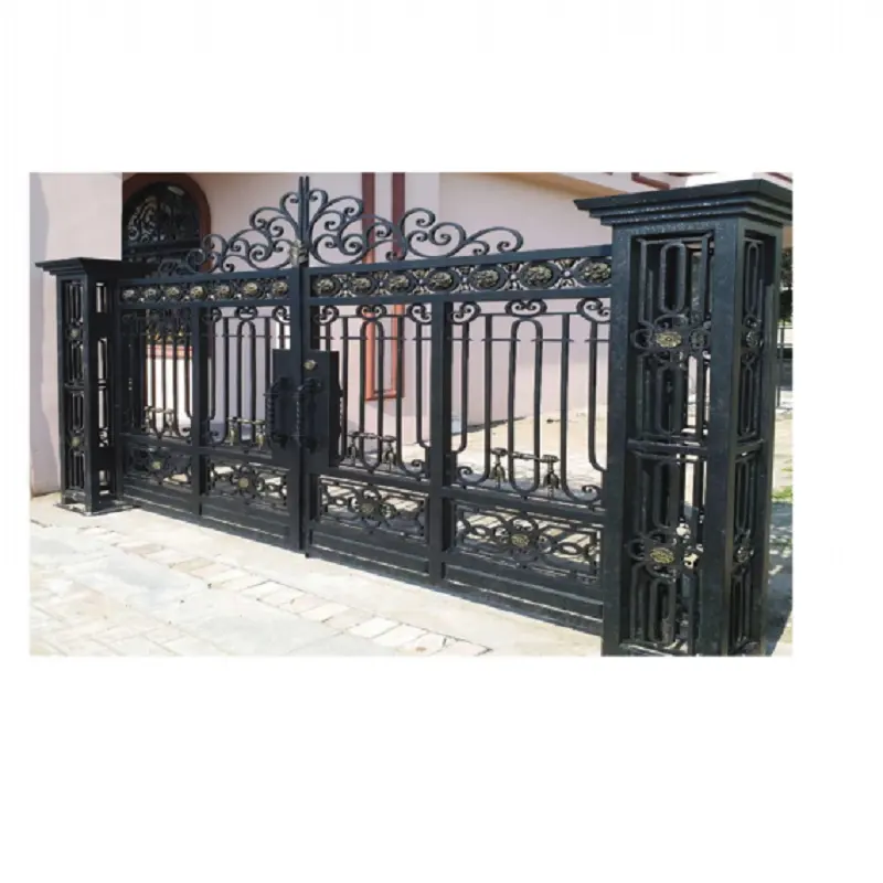Puertas frontales de hierro forjado antirrobo para jardín, patio, garaje, Villa Grande, Exterior, estilo europeo