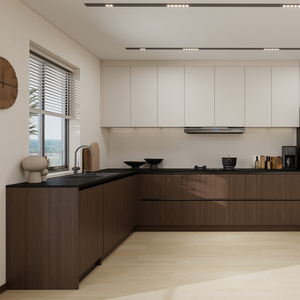 Fabricant d'armoires <span class=keywords><strong>de</strong></span> cuisine encastrées modernes avec finition bicolore pour promoteurs et entrepreneurs immobiliers - Product Image 1