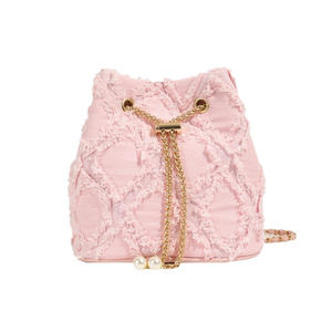 <b>Medium</b> Size Women's Canvas Tassel Decorated Shoulder <b>Bag</b> Diamond Pattern Drawstring Closure Crossbody <b>Bag</b> - Product Image 6