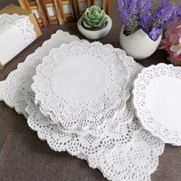 Napperons ronds en papier colorés à motif de fleurs de roses, napperons de table en dentelle, sets de table décoratifs blancs, 100 pièces