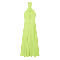 Robe dos nu élégante style européen et américain, nouvelle collection été 2026, coupe ajustée pour femme, col croisé halter