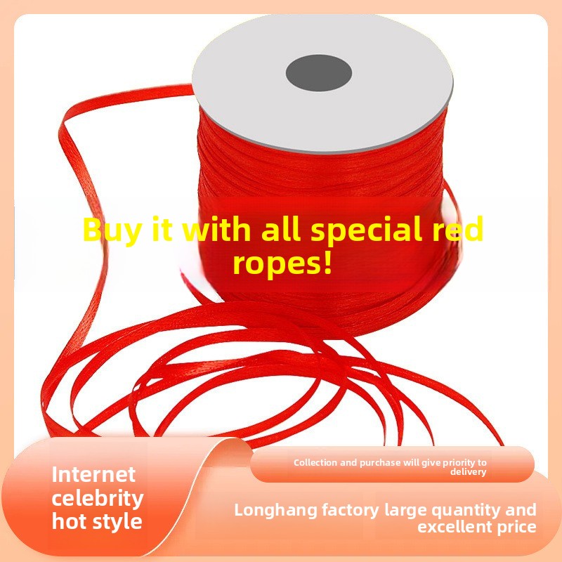 3mm Red Silk Ribbon for Wedding Decor Gift Wrapping Balloon Tying Bookmark Printed Ribbon Gift Packaging