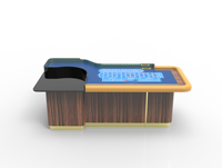 Table de roulette en cuir de haute qualité en bois massif inversé doré de casino Table de poker de style ovale moderne pour les jeux de hasard