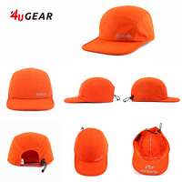 Casquette Trail Camp 5 panneaux Orange Néon 4UGEAR Réfléchissante à Visière Plate avec Cordon Élastique Légère pour Activités de Plein Air Hommes Femmes