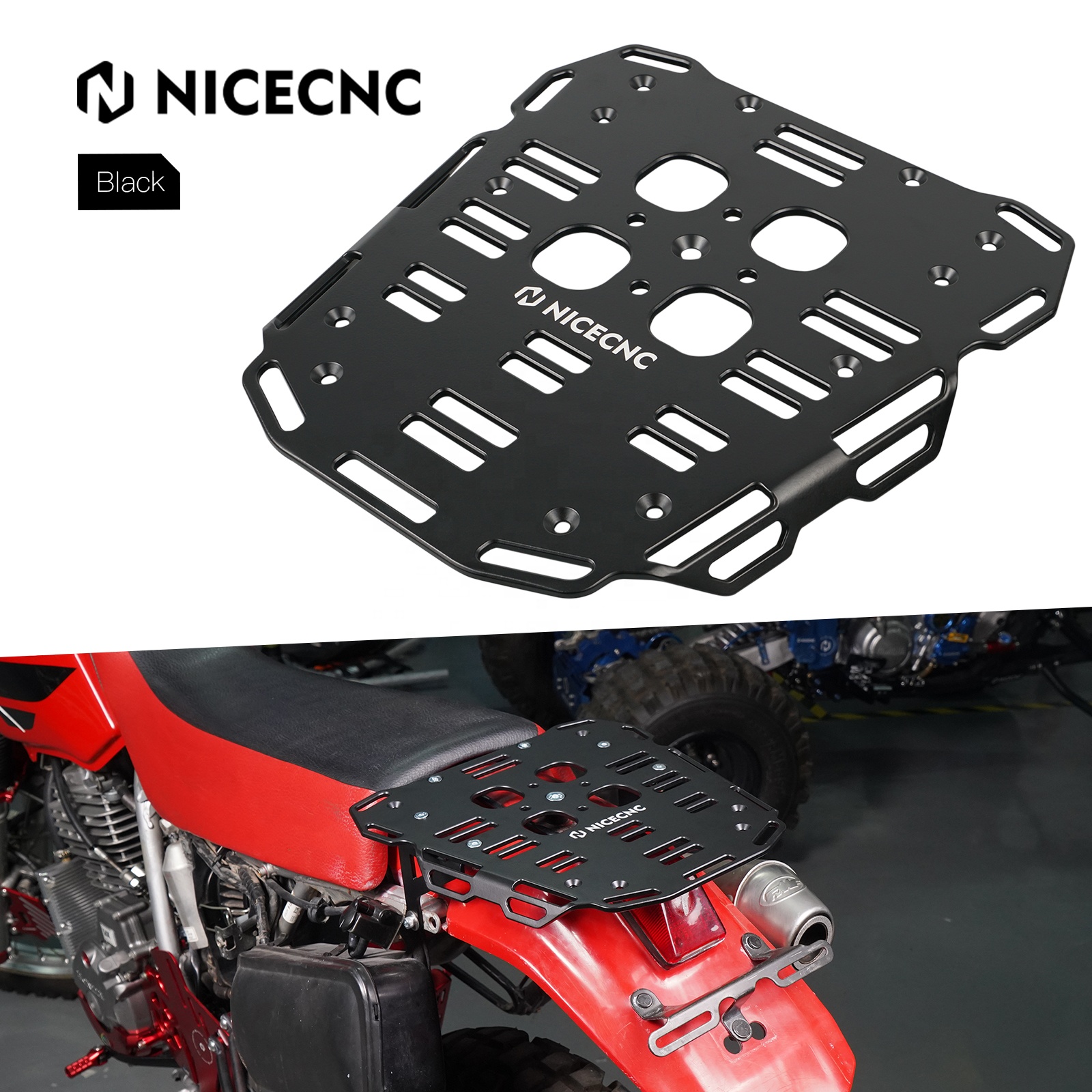 Nicecnc CNC Black 5052 Billet Aluminum Luggage Rack for Honda XR650L