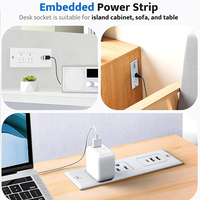 Multiprise encastrable de bureau avec 2 prises CA et 2 ports USB-A, prise de courant dissimulée pour bureaux à domicile