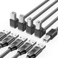 Kabel Data Printer USB 2.0 Tembaga Berlapis Timah Port Persegi Universal Kiri Kanan 90 Derajat Port Persegi USB-A Male USB-B Male