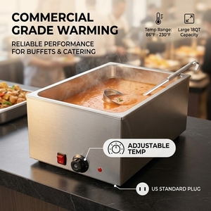 Bain-marie en acier inoxydable, chauffe-plats commercial à compartiment unique, chauffe-plats électrique pour restaurant et restauration - Product Image 2