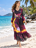 Robe plissée élégante et décontractée pour femme, taille haute, avec ceintures et perles, style africain, grande taille, collection Miyaki, vente en gros