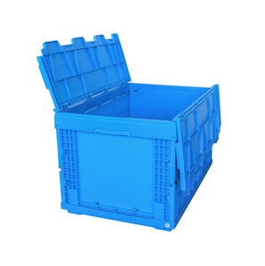 Langlebig 60x40x36,8 cm Massiv klappbarer Kunststoff-Vorrats behälter Recycelbar Wieder verwendbar Hochs ichtbar Grüner Deckel Stapelbar Faltbares PP - Product Image 2