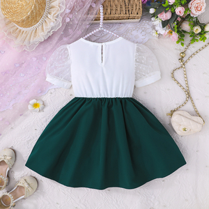 ชุดเดรสเจ้าหญิงสุดหรูสำหรับเด็ก พร้อมลายปักดอกไม้ระบาย ตกแต่งเสื้อแขนสั้น รับผลิตแบบ ODM ลายเรียบ - Product Image 6