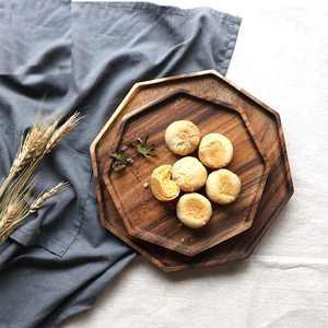 <b>Set</b> of 2 Acacia Wood Serving Trays for Vegetables Fruits Decor Parties Restaurants Hotels-<b>Breakfast</b> Food Serving Tray - Product Image 5