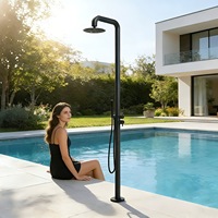 Douche extérieure autoportante en acier inoxydable 316 de qualité supérieure, finition brossée, eau chaude et froide, colonne de douche à poser au sol pour jardin, piscine, plage