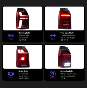 Ensemble de feux arrière LED complets pour VW Transporter T6 2016-2020 |   Paire de feux de signalisation séquentiels, de freinage, de recul et de brouillard - Product Image 3
