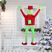 Décoration de Noël suspendue en peluche Père Noël et Grinch, Ornement amusant pour la maison, les fêtes, la porte et la fenêtre