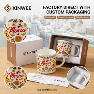 Taza de Café de Cerámica Apilable Personalizable con Base, Recuerdo de Ciudad de México, Juego de Tazas de Porcelana - Product Image 6