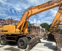 Excavatrice Hyundai R210W 7 roues d'occasion d'origine coréenne, moteur Cummins, bien entretenue, d'occasion, Hyundai R210W 7, excavatrice hydraulique