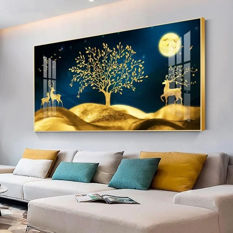 Moderne Entree Woonkamer Woondecoratie Luxe Lage Prijs Groothandel Hoge Kwaliteit Abstracte Kristallen Porselein Wandschildering