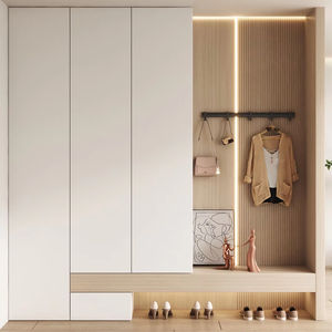 <span class=keywords><strong>Porte</strong></span>-chaussures de luxe avec siège et cintres Armoire moderne en bois pour l'entrée Organisateur de rangement de chaussures avec miroir et crochets - Product Image 1