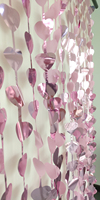 Toile de fond rose en forme de cœur 1*2m, décor de porte fenêtre, rideau coloré en feuille d'aluminium pour fête d'anniversaire et mariage