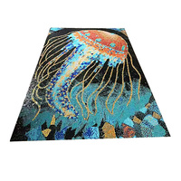 Peinture en mosaïque de vitraux à motif de feuille de Ginkgo pour la décoration d'entrée, fusion de mosaïques de vitraux pour le hall