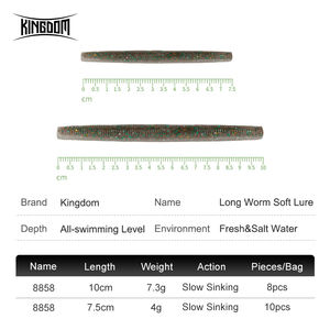 Señuelos de Pesca Suaves Kingdom 8858, PVC, 100 mm, 75 mm, Cabeza de Jig de Plomo, Hundimiento Lento, Señuelo Suave, Crankbait, Worms <span class=keywords><strong>Trick</strong></span>, Ned Rig - Product Image 2