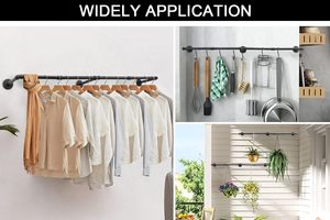 <span class=keywords><strong>Tringle</strong></span> à Vêtements Murale Amovible en Fer Malléable, Style Rustique, Gain de Place, Multifonctionnelle pour Armoire de Chambre - Product Image 3