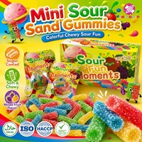 Groothandel op maat gemaakte mini zure gummy stick snoepjes met suikerzandlaag, fruit smaak, kauwbaar, zacht gelei snoep, kinderfeestjes snacks