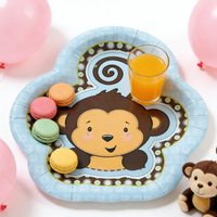 Assiettes en papier jetables Lanweier 2026, motif singe mignon de 10 pouces, personnalisables pour fêtes sur le thème des animaux