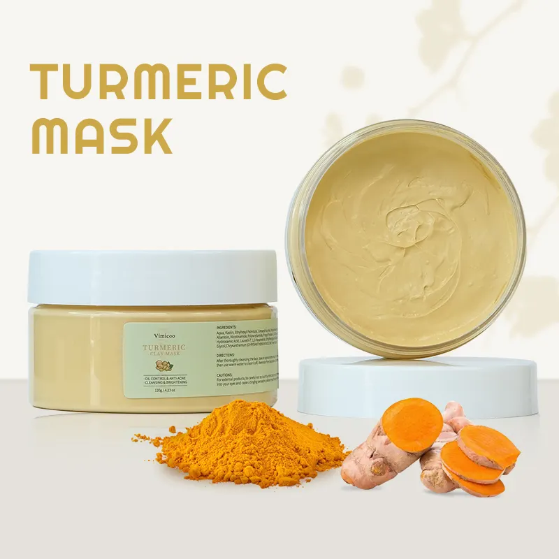 Maschera di fango naturale biologico per il viso prodotti per la cura della pelle di bellezza etichetta privata controllo dell'olio di curcuma maschera facciale all'argilla di curcuma