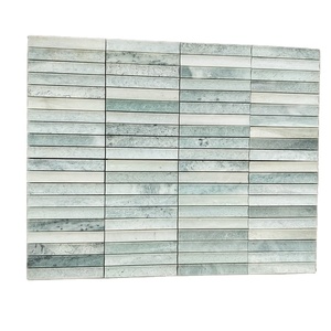 Tuiles de mosaïque en marbre concave affûté de couleur vert cristal de Chine, vert Ming, <span class=keywords><strong>Kitkat</strong></span>, bambou, pour les crédences murales - Product Image 1