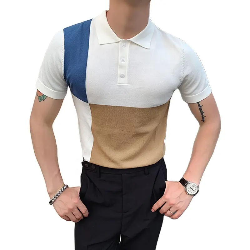 Camisa polo de manga curta de lapela casual masculina, camiseta polo de verão para homens de negócios personalizada da moda
