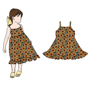 Vestido de niña con tirantes metálicos ajustables hasta la rodilla, con encaje y tirantes de mariposa en la espalda, personalizado con impresión en 3-7 días, modelo Cd6-2 - Product Image 4