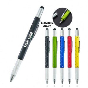 Stylo multifonction en métal, stylo-outil 6 en 1 en acier inoxydable et aluminium avec tournevis, cadeaux promotionnels personnalisés - Product Image 1