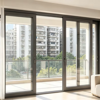 Portes coulissantes modernes à double vitrage en aluminium à rupture de pont thermique, nouveau design