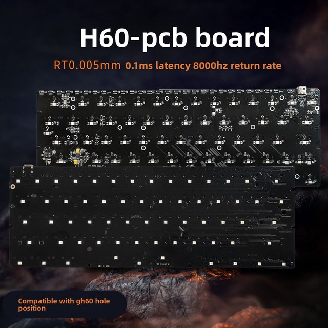 Wholesale GH60 Magnetic-Switch PCB Customizable Components Highlight-Under-Keycap Design GH60-Specification DIY Gaming Keyboard