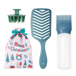 Cushion Massage <b>Comb</b> Set Green Four Piece Portable Travel Hair <b>Comb</b> Large Size ABS Material - Product Image 5