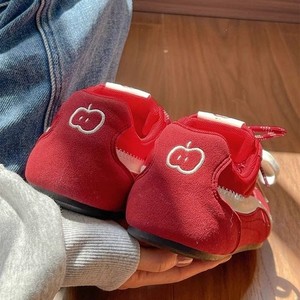 Women's Casual Training <strong>Shoes</strong> Lace-up Non-slip Sport <strong>Shoes</strong> Sweet <strong>Peach</strong> Embroidery PU Upper EVA Outsole Lightweight for Daily Use - Product Image 5