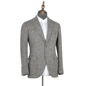 Son tasarım fabrika ölçmek için yapılan kargo cepler Sportcoat Custom Made tüvit Blazer ısmarlama sıcak satış takım elbise ceket erkekler için