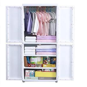 Armadio Moderno in Plastica a 2 Strati per Appendere Vestiti e Conservare Oggetti Vari in Camera da Letto o Hotel - Product Image 3