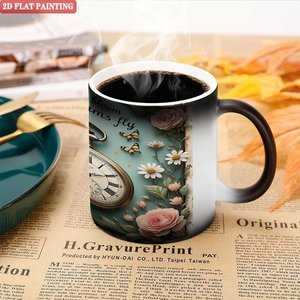 Thick Handle Durable <b>Ceramic</b> Mug 11oz Heat Changing <b>Cup</b> Frosted Black - Product Image 5