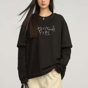 เสื้อยืดแขนยาวผู้ชายแบบสองชั้น ผ้าฝ้าย 100% สไตล์ลำลอง ทรงโอเวอร์ไซส์ พิมพ์ลายดิจิทัล ลายถักนิตติ้ง น้ำหนัก 180 กรัม - Product Image 5