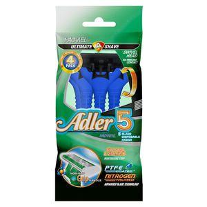 HW-B509DR Vente chaude Rasoir de rasage Haowell en acier inoxydable à 5 lames tranchantes avec manche en TPR Rasage quotidien pour hommes OEM - Product Image 5