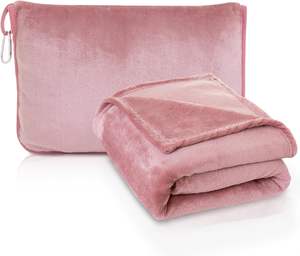 بطانية سفر محمولة للزينة، بطانية ناعمة من الفلانيل 2 في 1 مع وسادة سفر، مقاومة للتكتل للاستخدام في الطائرة والسيارة - Product Image 1