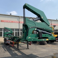 Semi-remorque en acier à chargement et déchargement latéral coulissant avec grue élévatrice pour conteneurs à déchargement automatique